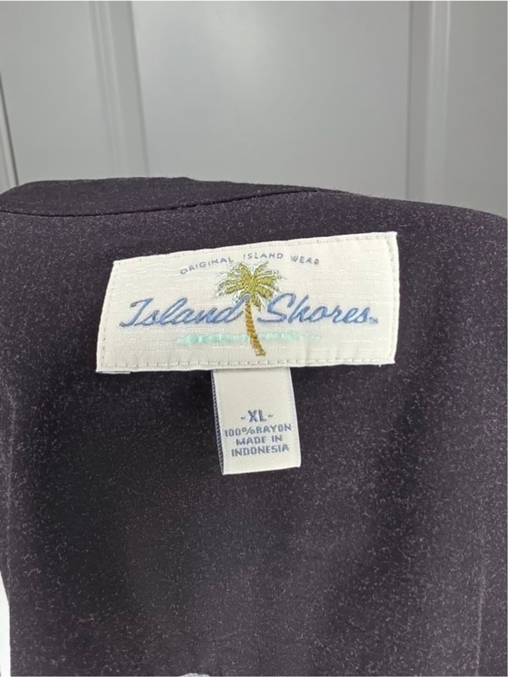 Island Shores Casual Button Down Black Beige Palm Tree XL Shirt Men’s Size - Picture 4 of 5